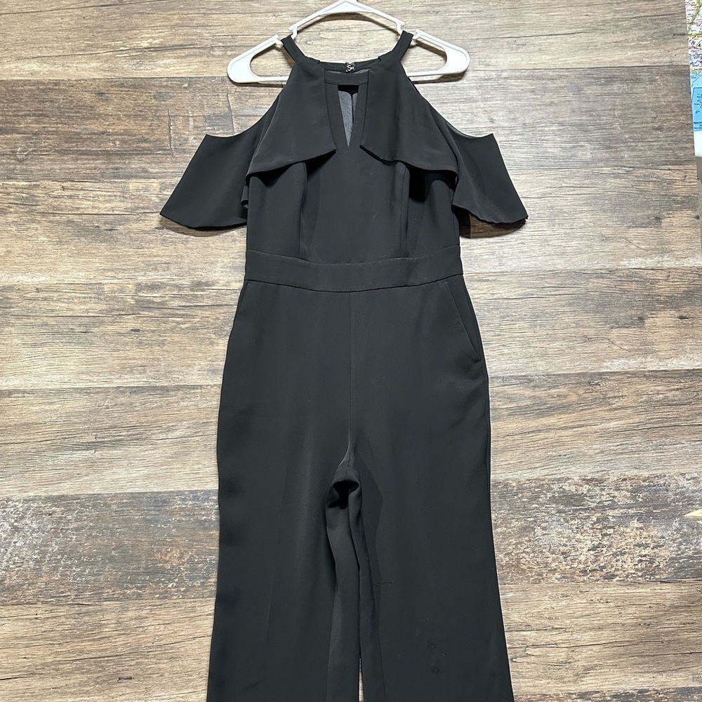 White House Black Market Black Ruffled Off-Shoulder Jumpsuit